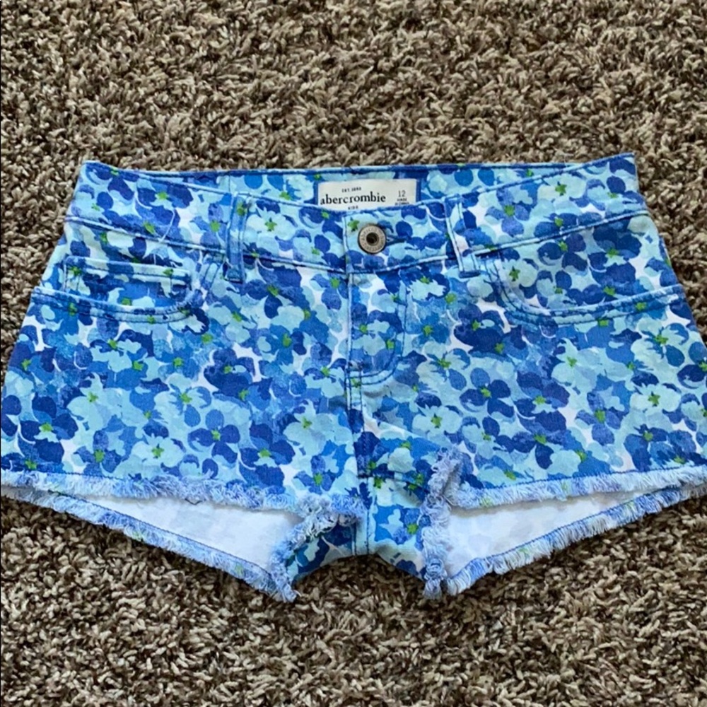 Blue Floral Print Shorts